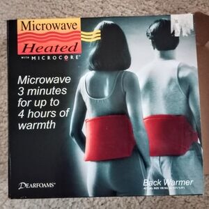 BACK WARMER, MICROWAVE HEATED, STAYS WARM FOR  4 HOURS AT A TIME